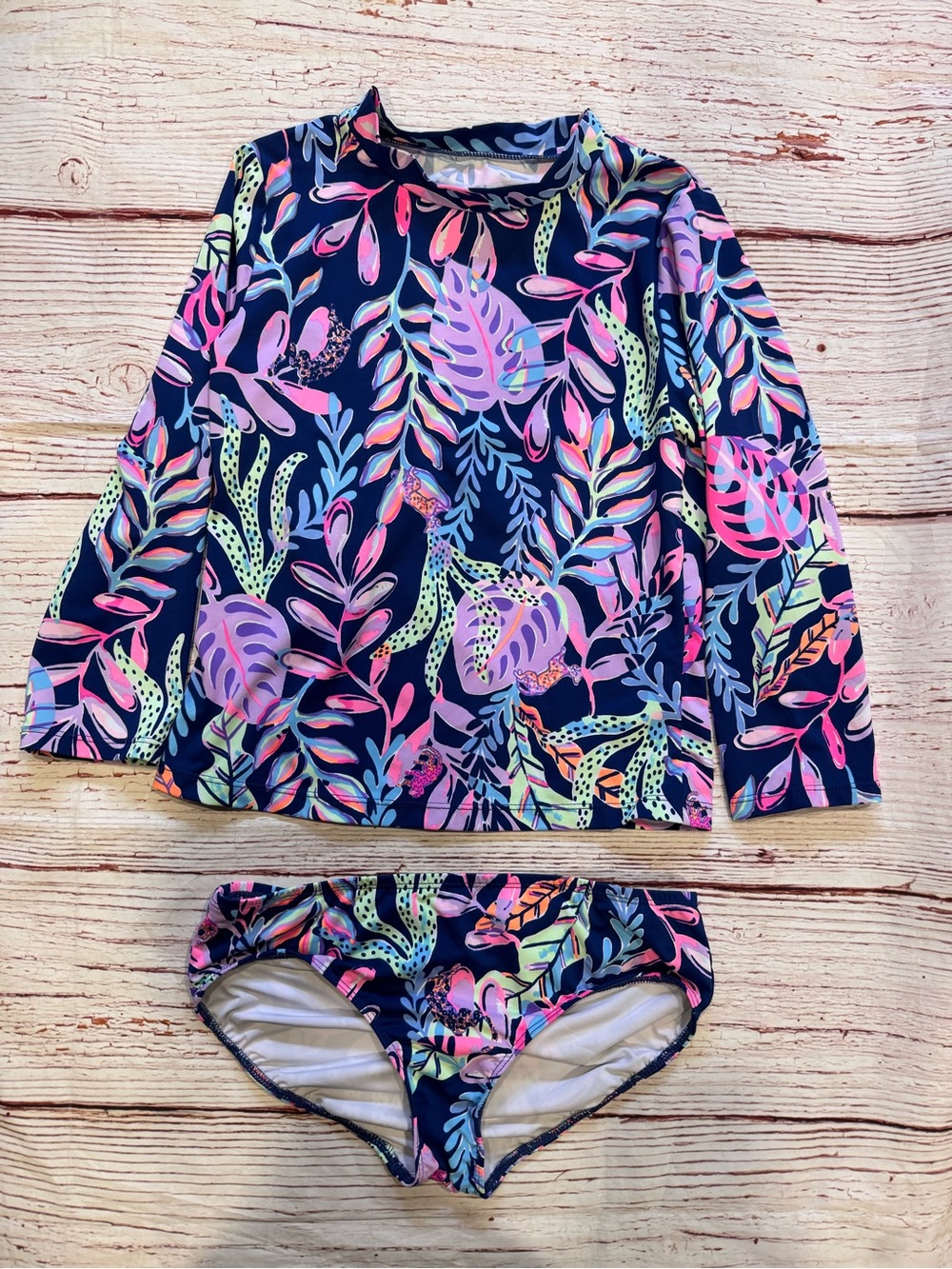 Lilly Pulitzer Bobby Rashguard Set in Oyster Bay Navy You've Been Spotted Sz 12 - Picture 3 of 8